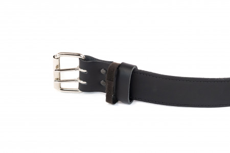 DOUBLE PRONG LEATHER BELT