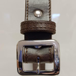 Dark Brown Buffalo Leather Belt with Silver Square Buckle