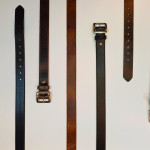 Dark Brown Buffalo Leather Belt with Silver Square Buckle