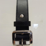 Black Full Grain Leather Belt with Silver Square Buckle