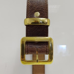 Mid Brown Buffalo Leather Belt with Square Brass Buckle and Keeper