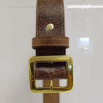 Mid Brown Buffalo Leather Belt with Square Brass Buckle
