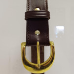 Dark Brown Full Grain Leather Belt with Large Brass D Buckle