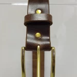 Plain Mid Brown Buffalo Leather Belt with Brass Buckle